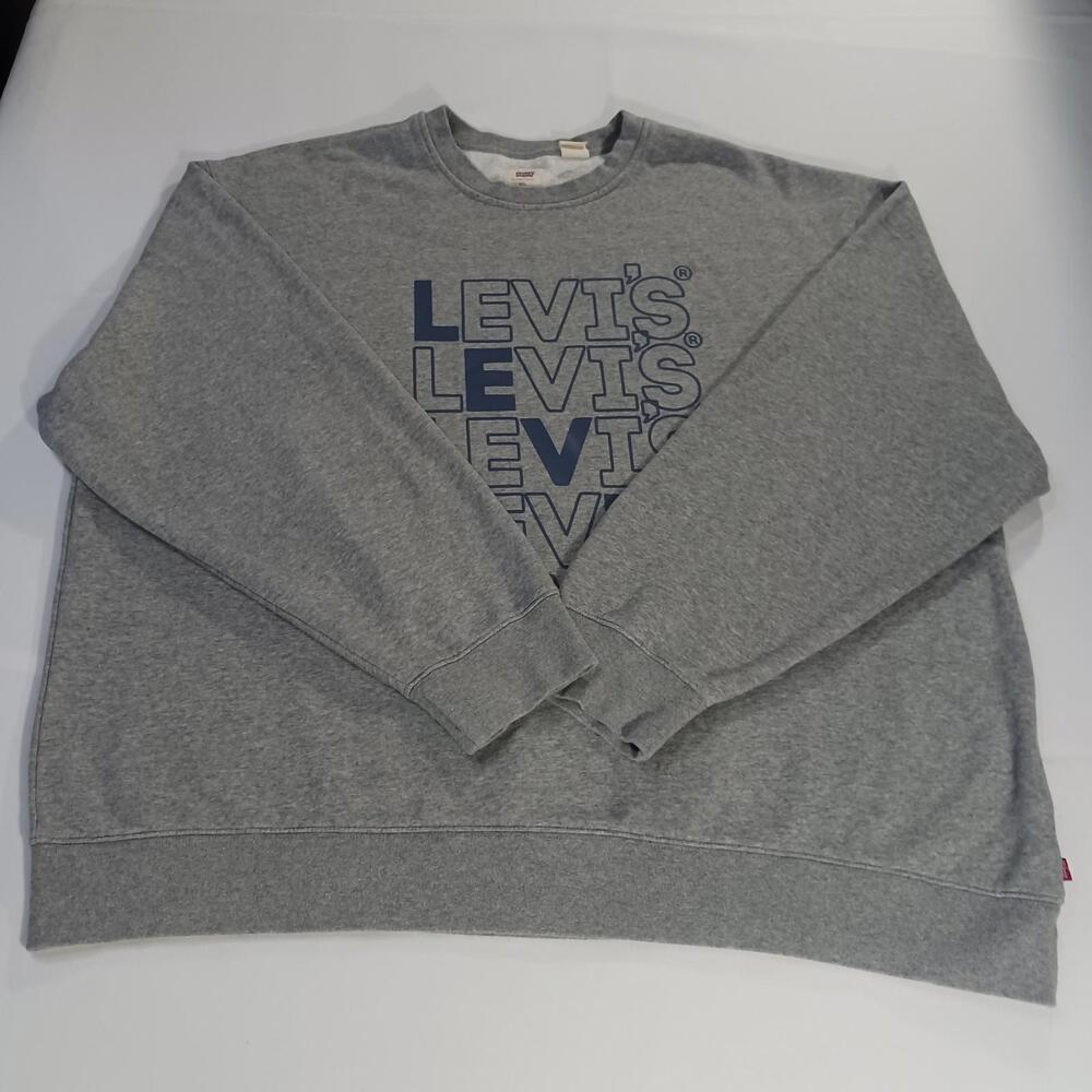 Levi's Relaxed Fit Crewneck Men’s 2XL Gray Cotton Blend Long Sleeve Sweatshirt